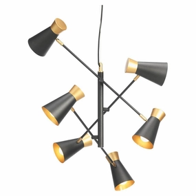 Bali 6 Light Black & Gold Ceiling Light - Adjustable Head modern ceiling lamp