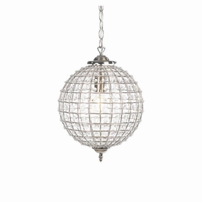 Ballon Antique Chrome & Acrylic Beaded Pendant - 30cm modern ceiling lamp