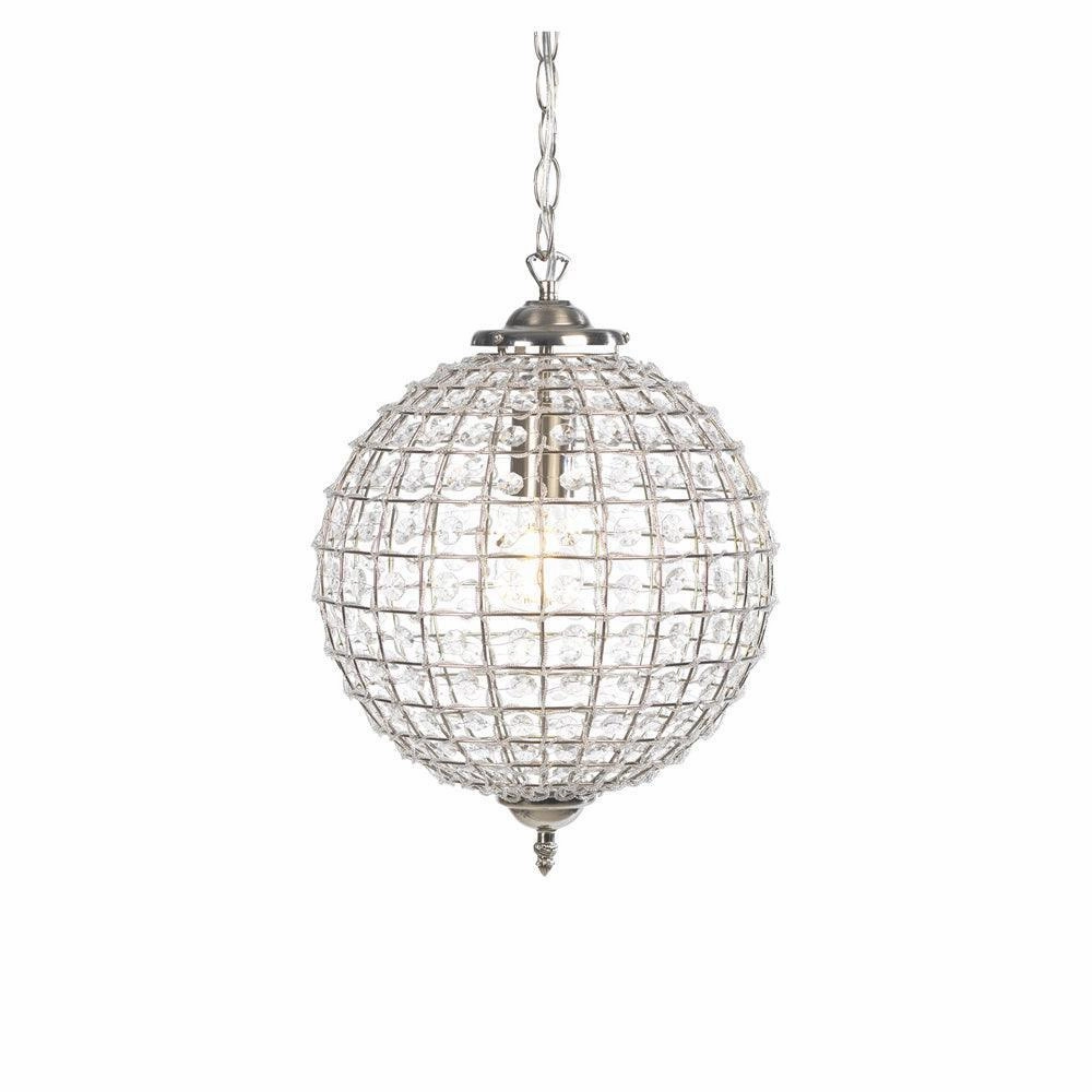 Ballon Antique Chrome & Acrylic Beaded Pendant - 30cm modern ceiling lamp