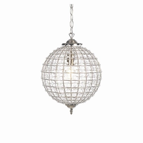 Ballon Antique Chrome & Acrylic Beaded Pendant - 45cm modern ceiling lamp