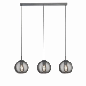 Balls 3 Light Chrome Bar Pendant With Smoke Glass Shades modern ceiling lamp