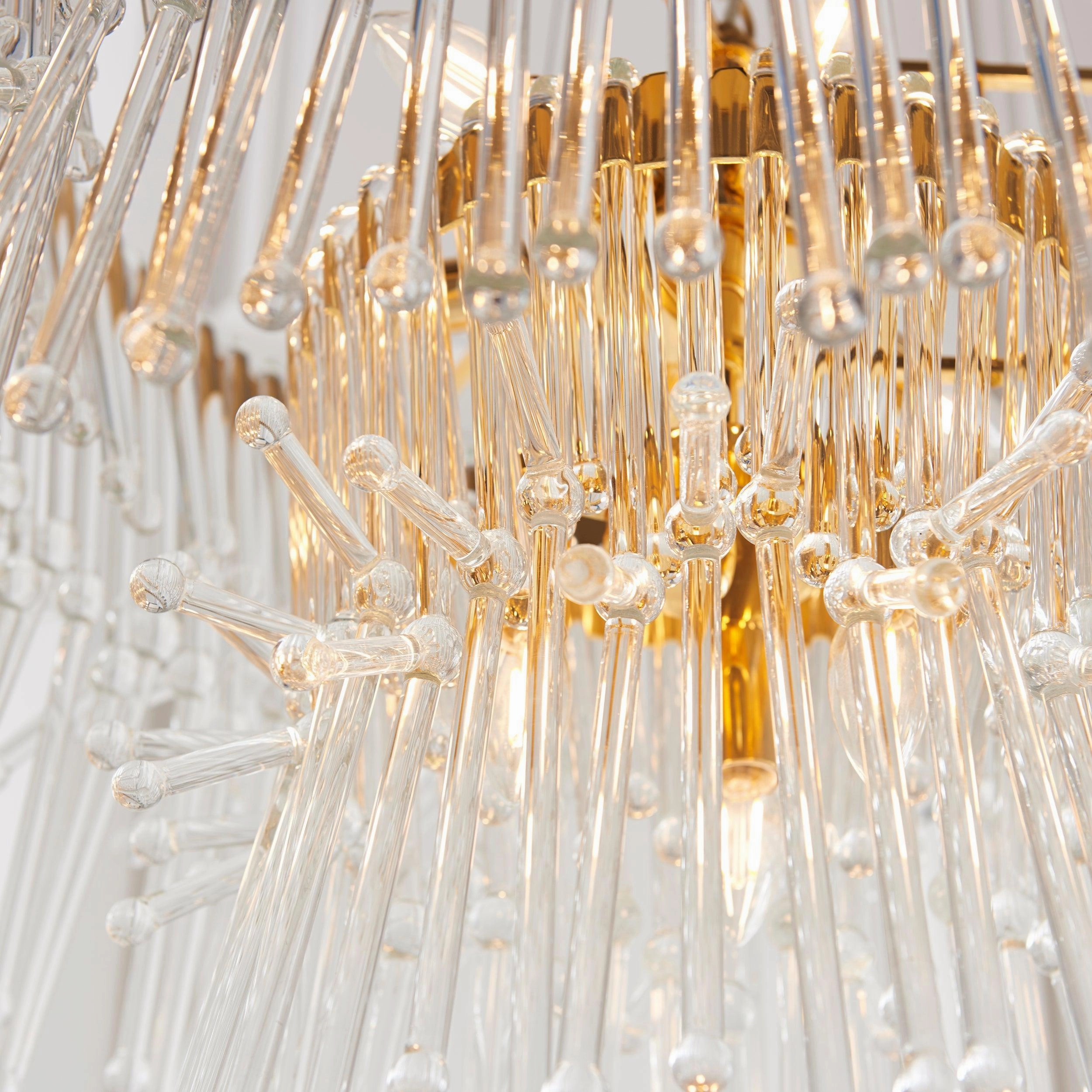 Baronial XL 8 Light Gold Ceiling Pendant With Glass Rods
