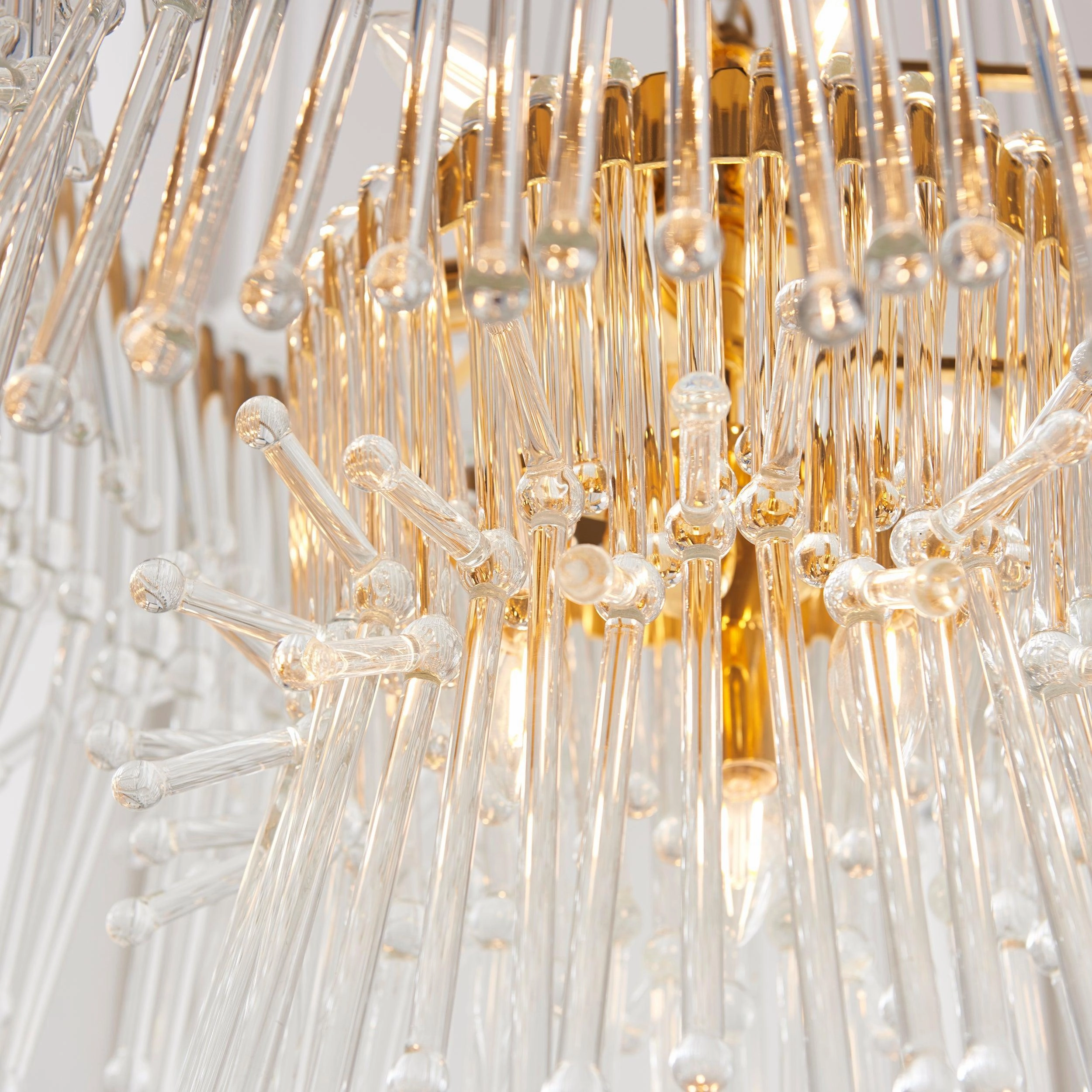 Baronial XL 8 Light Gold Ceiling Pendant With Glass Rods