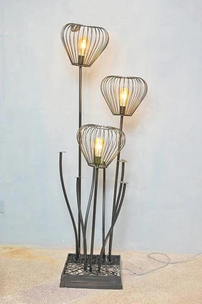 Beautiful Black Stand Flower Floor Lamp garden LED light