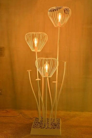 Beautiful White Stand Flower Floor Lamp