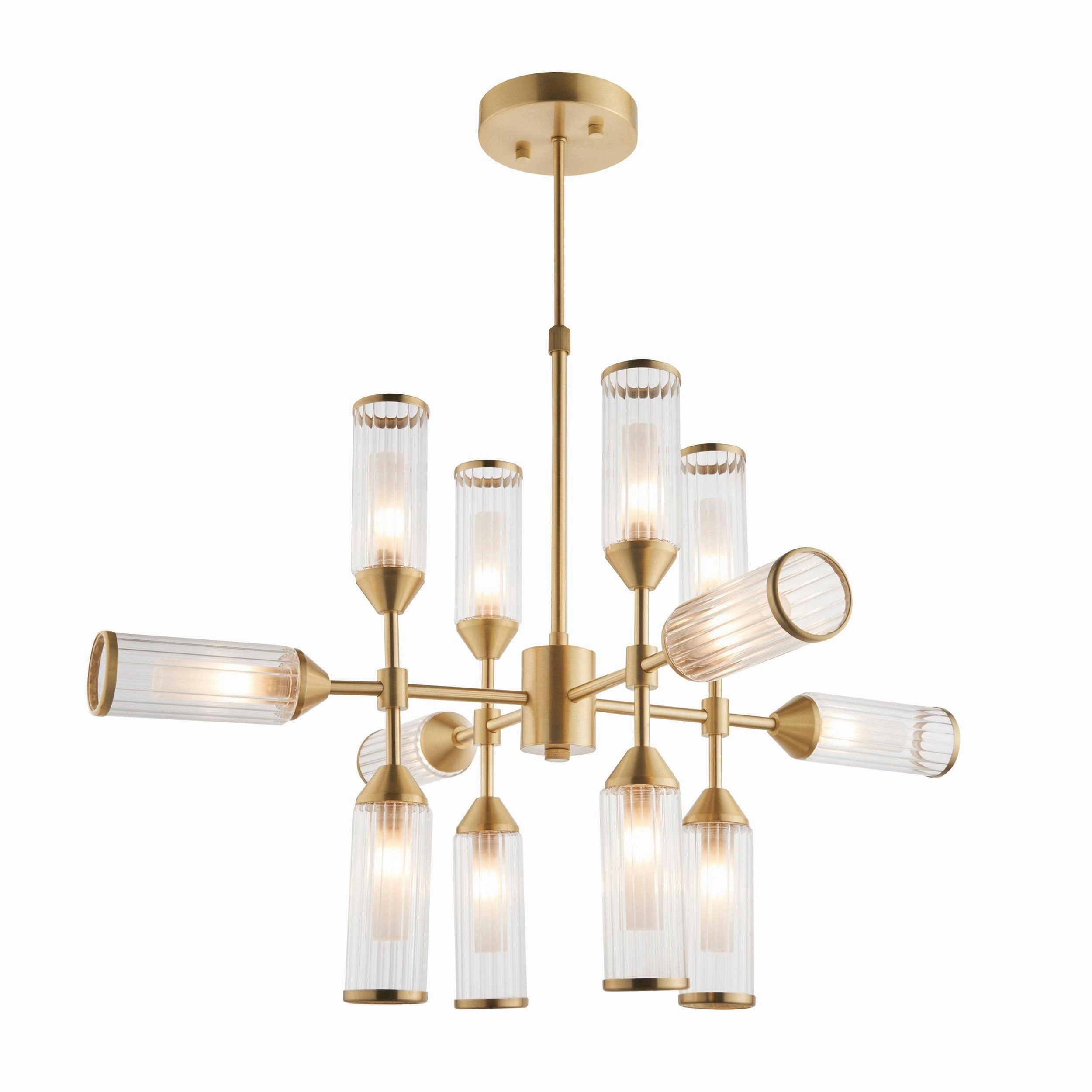 Belsize 12 Light Pendant Ceiling Light - Ribbed Glass Shades modern ceiling lamp
