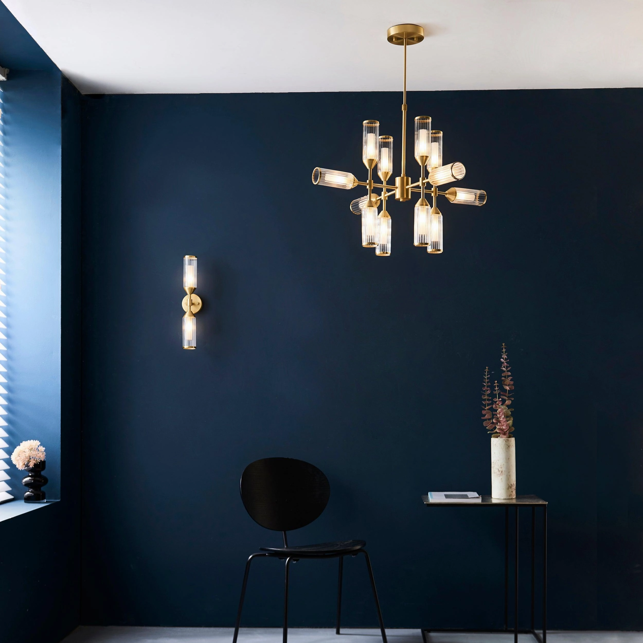 Belsize 12 Light Pendant Ceiling Light - Ribbed Glass Shades