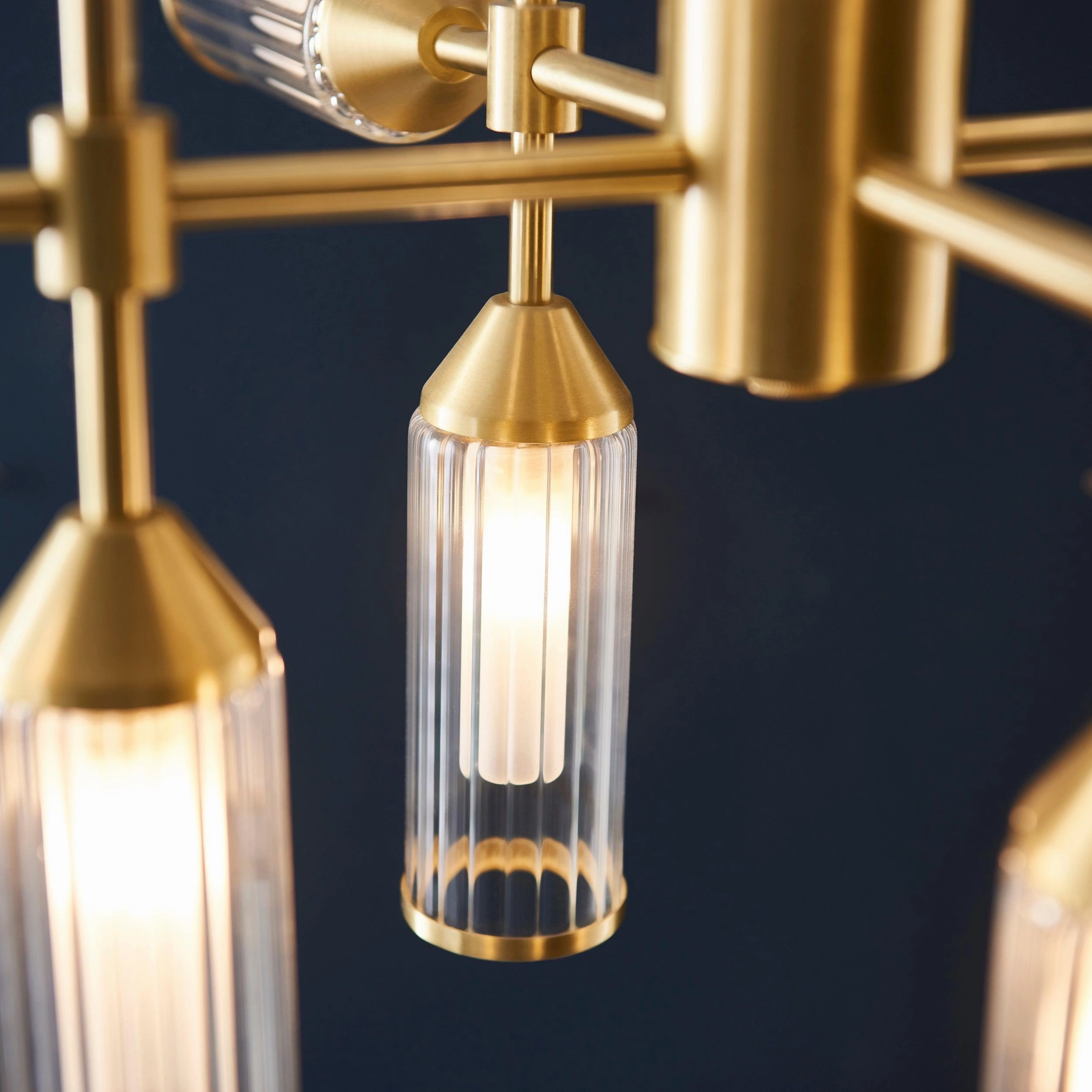 Belsize 12 Light Pendant Ceiling Light - Ribbed Glass Shades