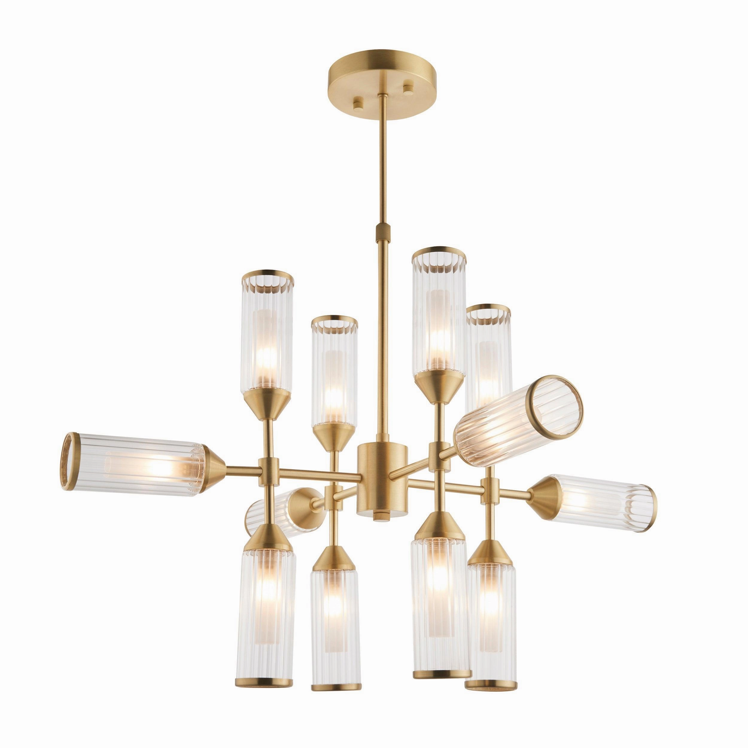 Belsize 12 Light Pendant Ceiling Light - Ribbed Glass Shades modern ceiling lamp