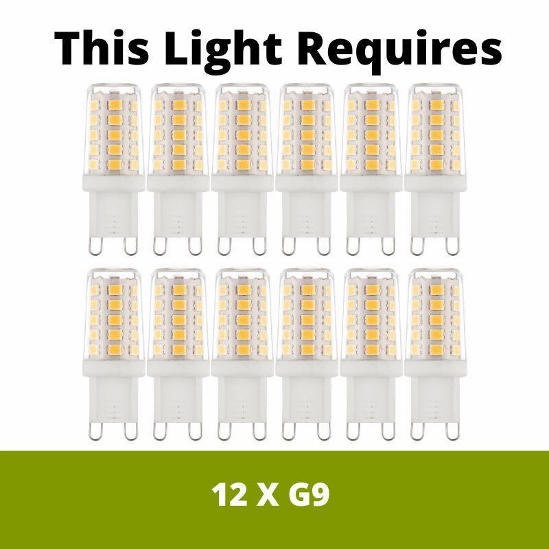 Belsize 12 Light Pendant Ceiling Light - Ribbed Glass Shades