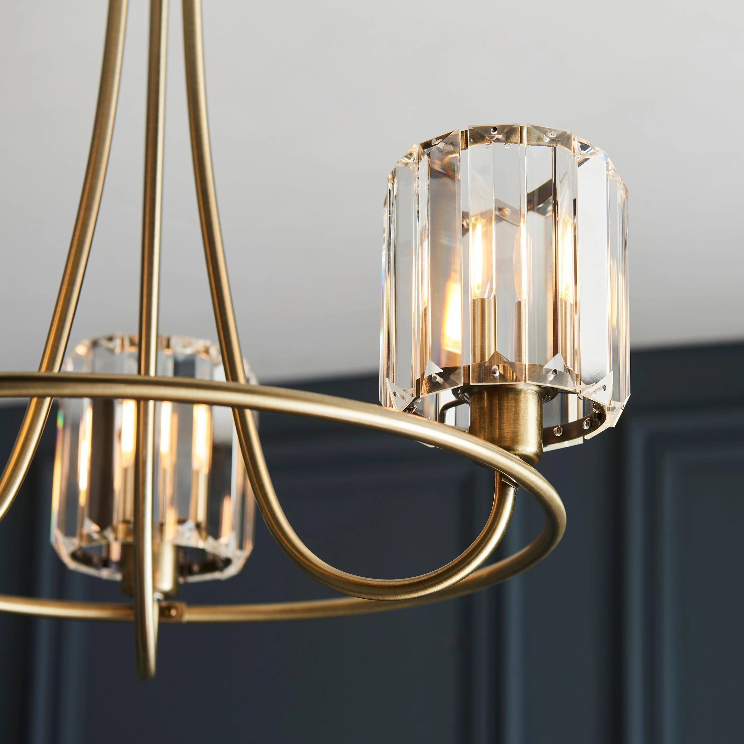 Berenice 3 Light Brass Semi Flush Ceiling Light