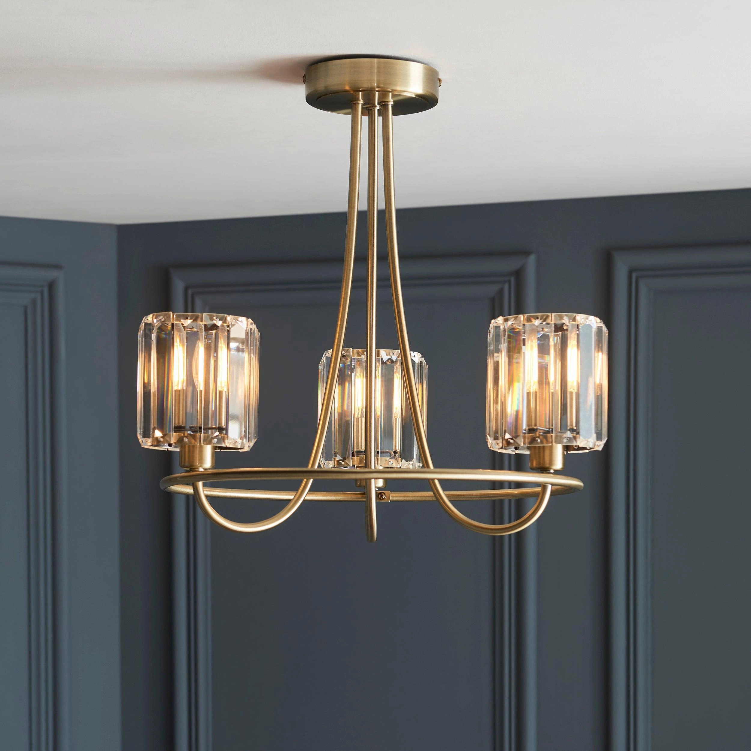 Berenice 3 Light Brass Semi Flush Ceiling Light simple ceiling design light