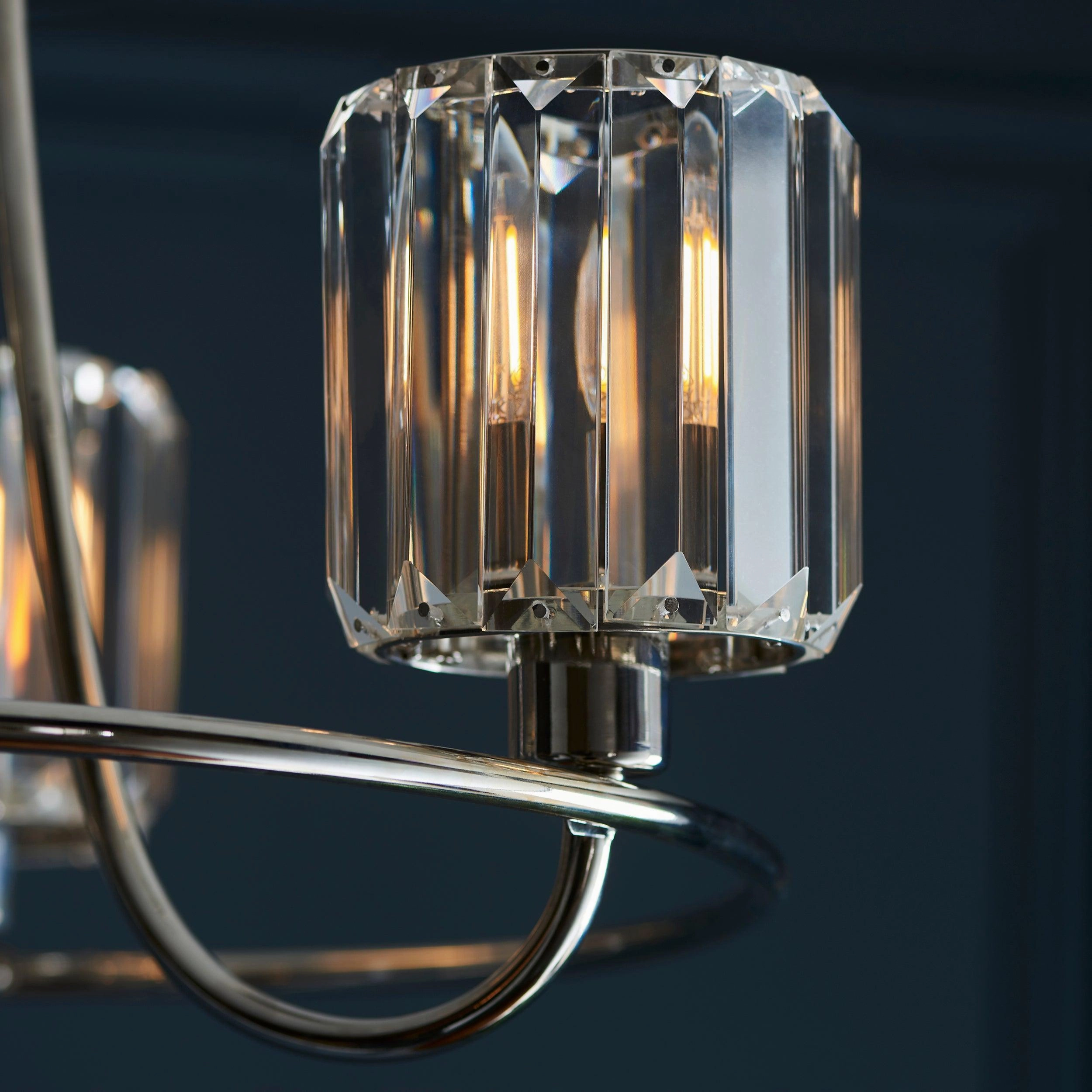 Berenice 3 Light Nickel Semi flush - Clear Cut Glass Shades