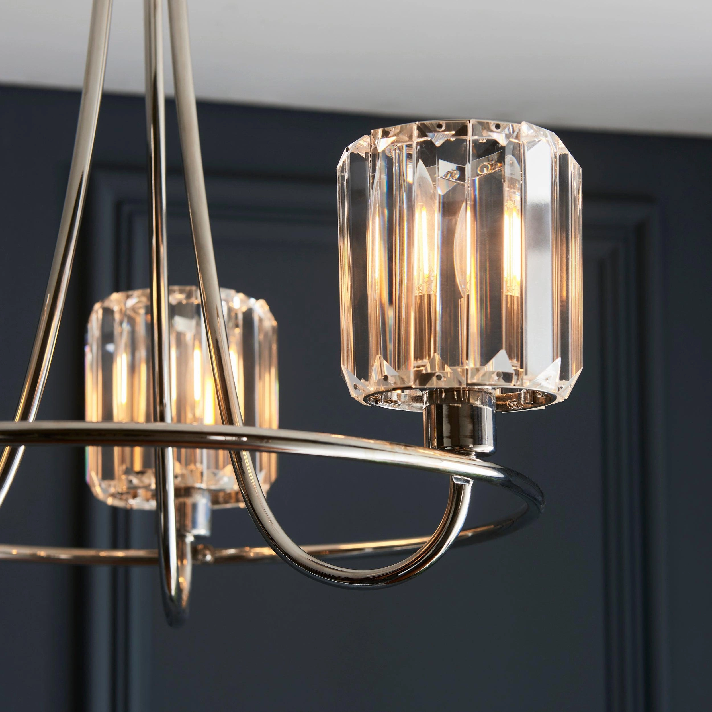 Berenice 3 Light Nickel Semi flush - Clear Cut Glass Shades