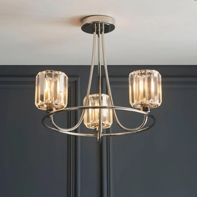 Berenice 3 Light Nickel Semi flush - Clear Cut Glass Shades simple ceiling design light