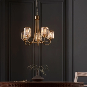 Berenice Brass 5 Light Pendant - Clear Cut Glass Shades simple ceiling design light