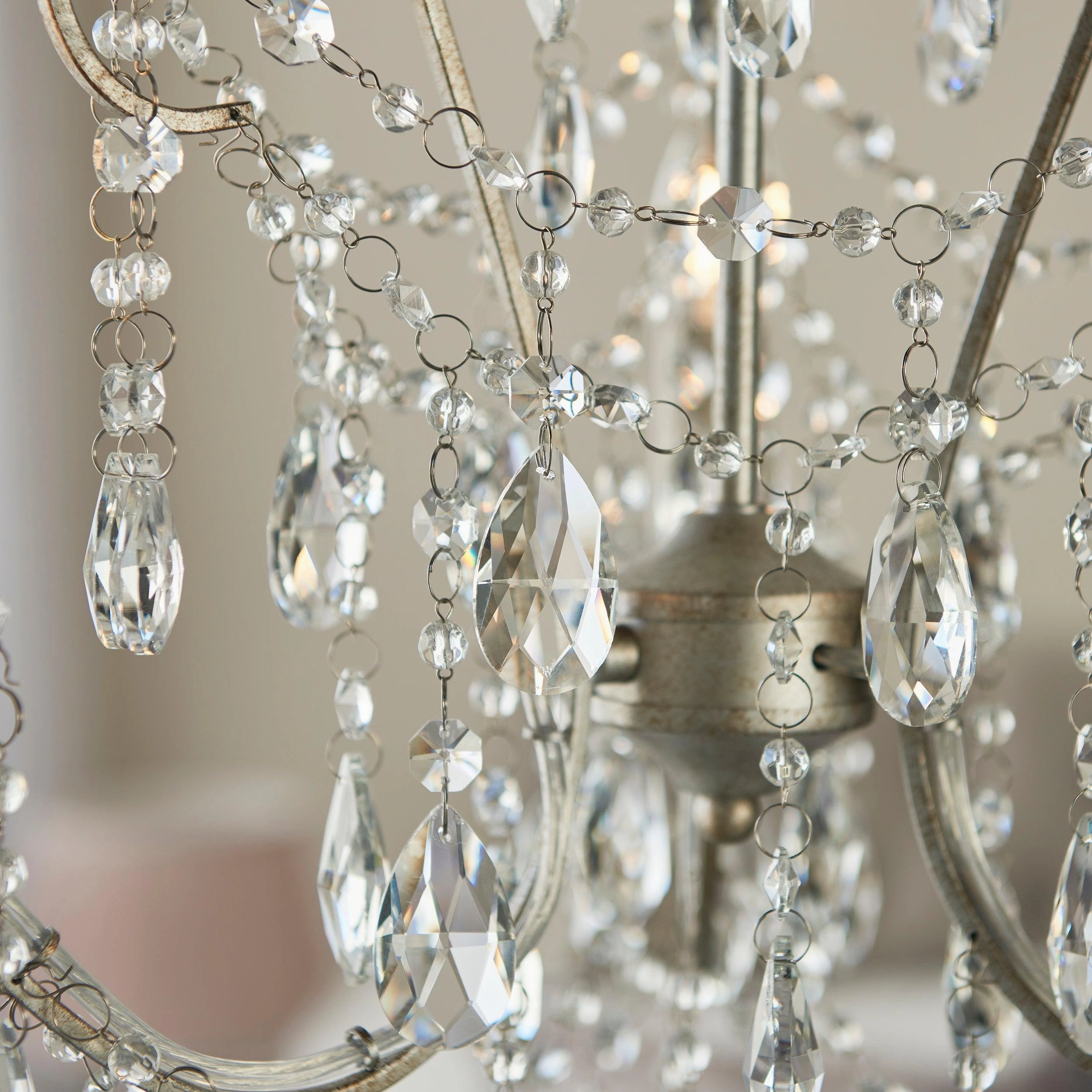 Berkley 3 Light Antique Silver Pendant With Crystal Glass