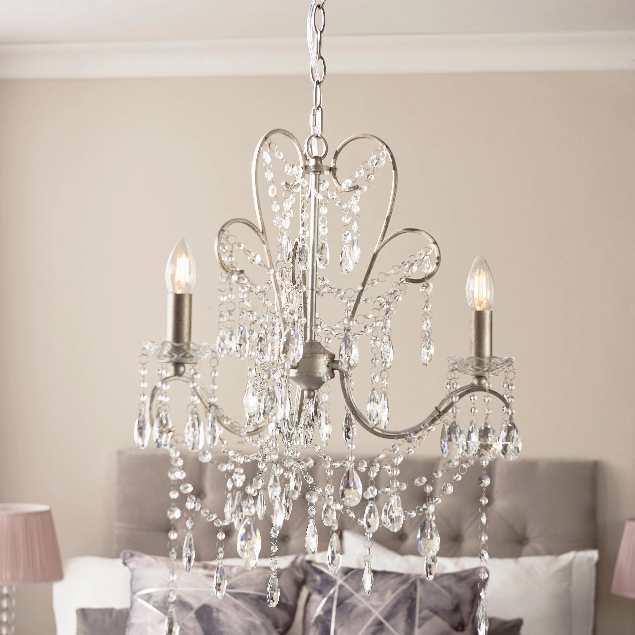 Berkley 3 Light Antique Silver Pendant With Crystal Glass
