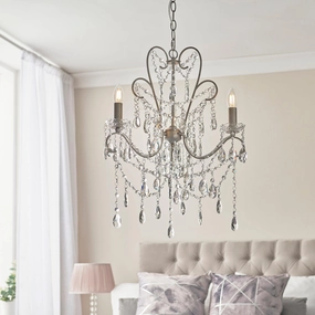 Berkley 3 Light Antique Silver Pendant With Crystal Glass modern ceiling lamp