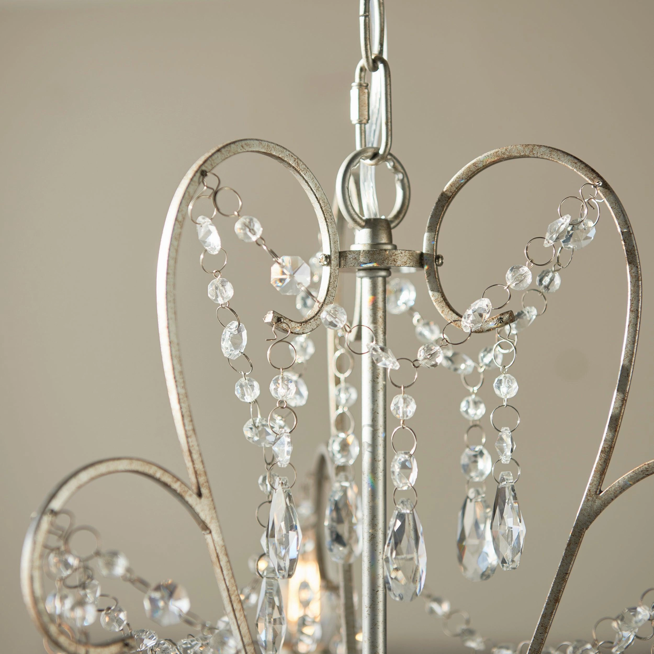 Berkley 3 Light Antique Silver Pendant With Crystal Glass