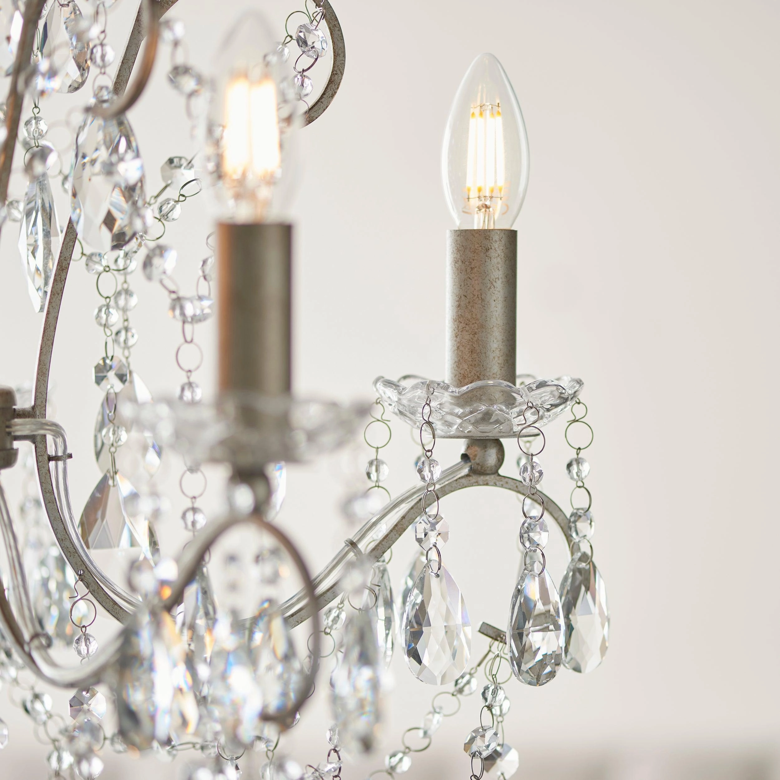 Berkley 5 Light Antique Silver & Crystal Glass Pendant