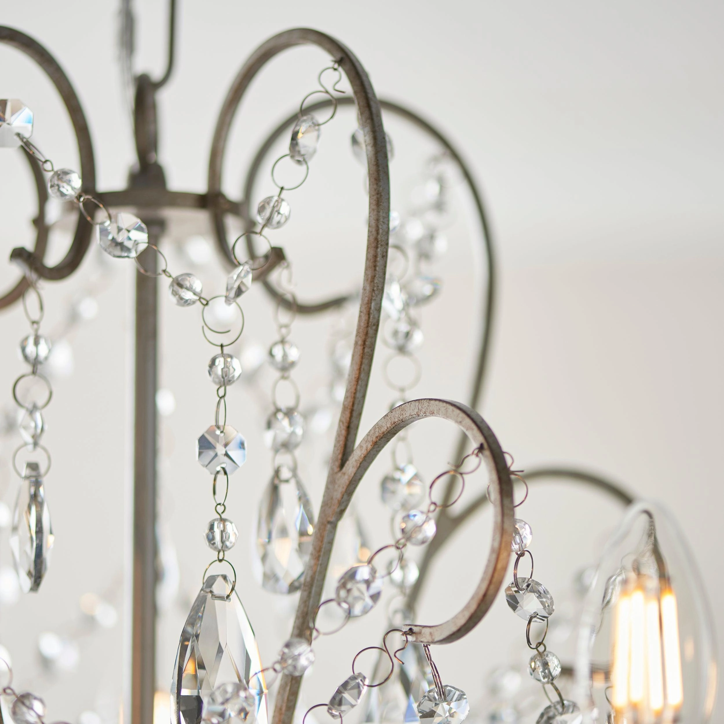 Berkley 5 Light Antique Silver & Crystal Glass Pendant