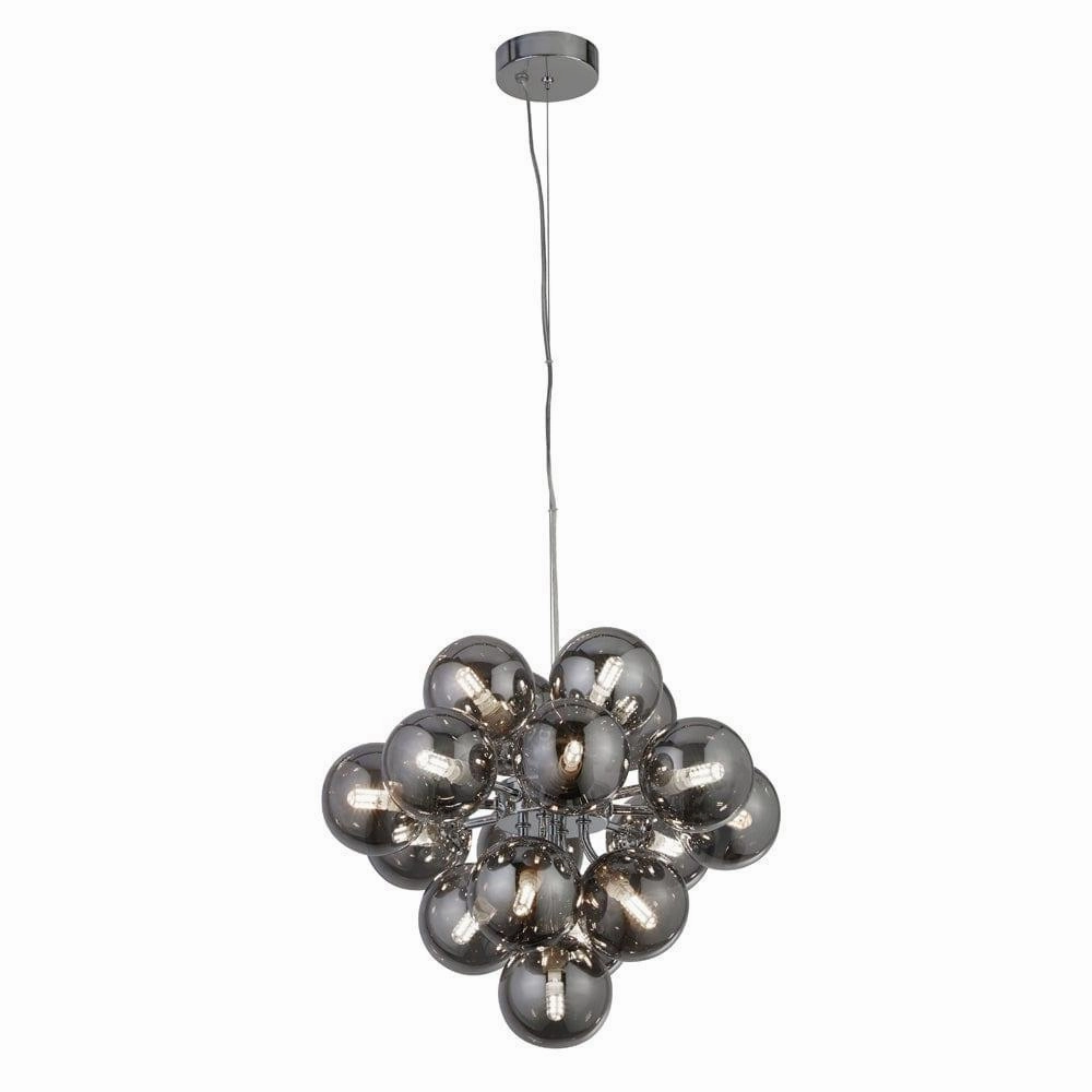 Berry 17 Light Chrome Ceiling Pendant With Smoked Glass minimalist ceiling light