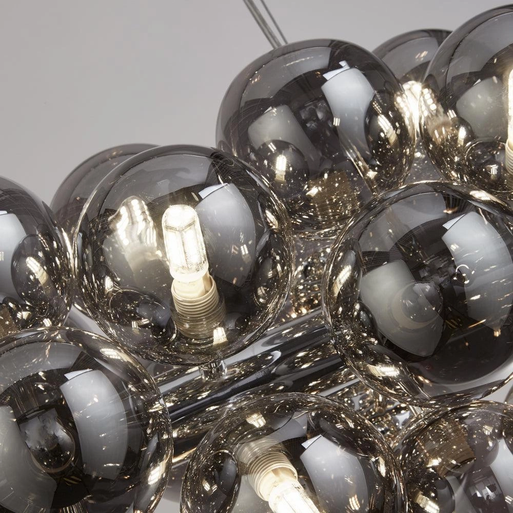 Berry 25 Light Chrome Ceiling Pendant With Smoked Glass