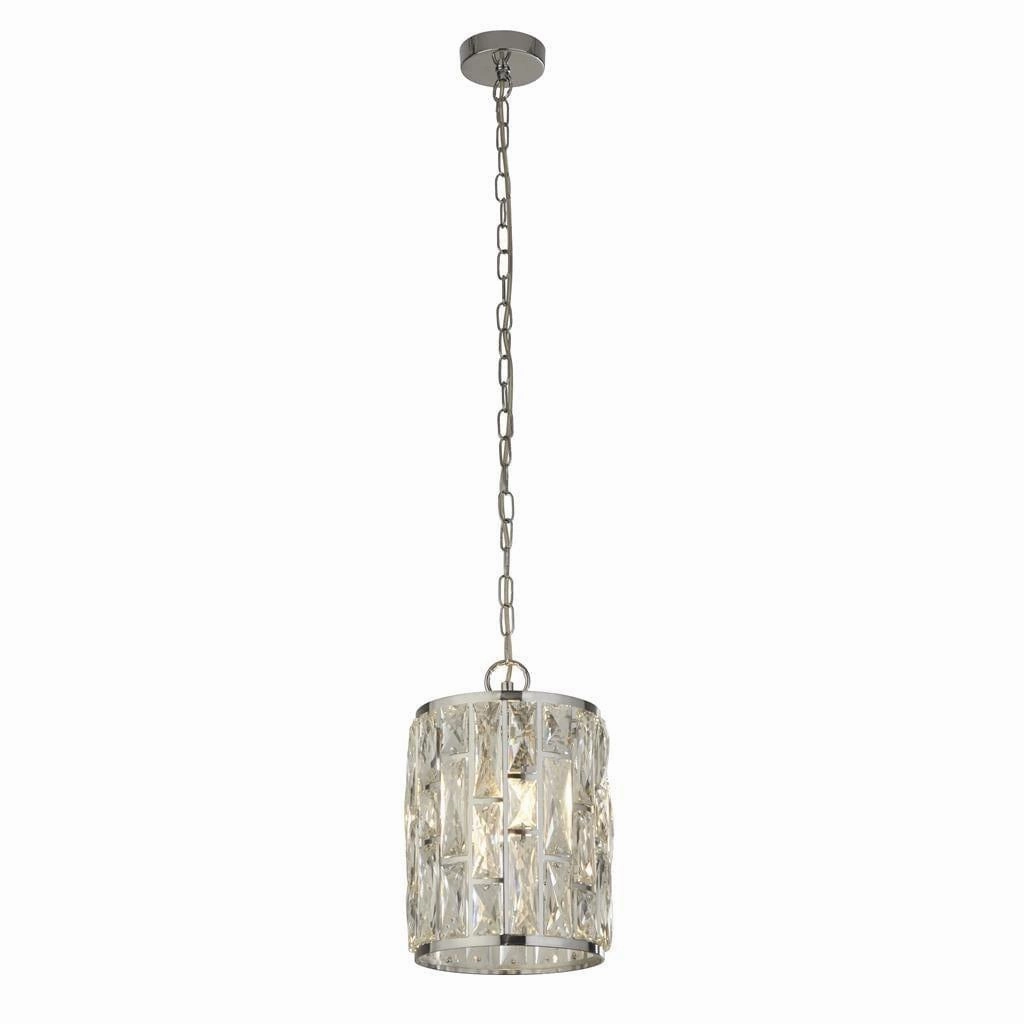 Bijou 1 Light Chrome Pendant - Crystal Glass Searchlight minimalist ceiling light