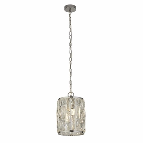 Bijou 1 Light Chrome Pendant - Crystal Glass Searchlight minimalist ceiling light