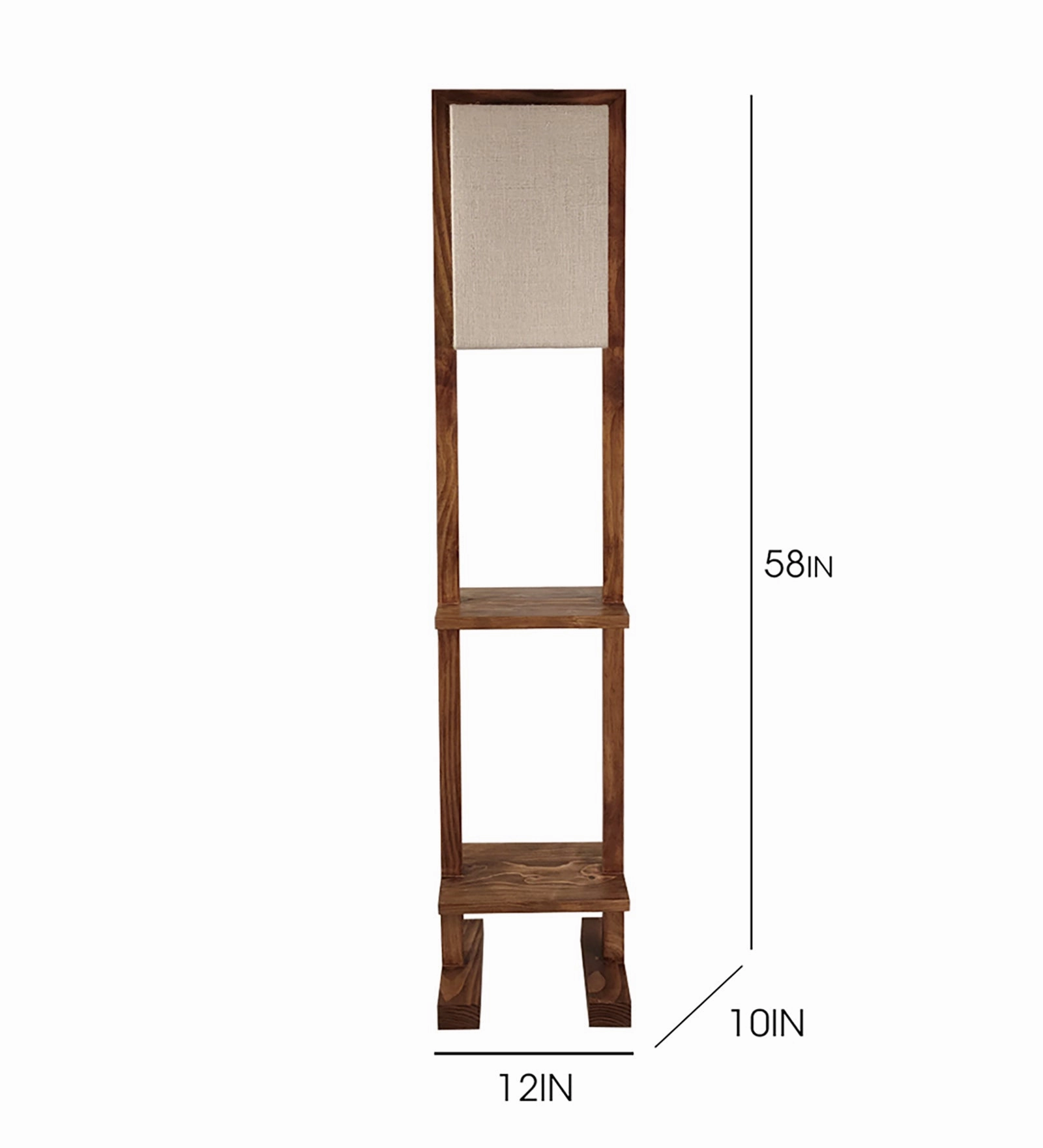 Biped Wooden Floor Lamp with Brown Base and Beige Fabric Lampshade (BULB NOT INCLUDED)
