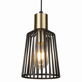 Bird Cage 1 Light Black & Gold Ceiling Pendant - 16cm minimalist ceiling light