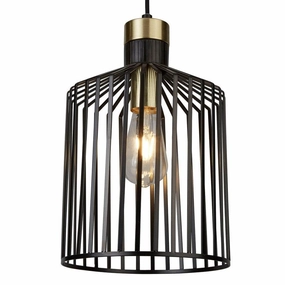 Bird Cage 1 Light Black & Gold Ceiling Pendant - 22cm modern ceiling lamp