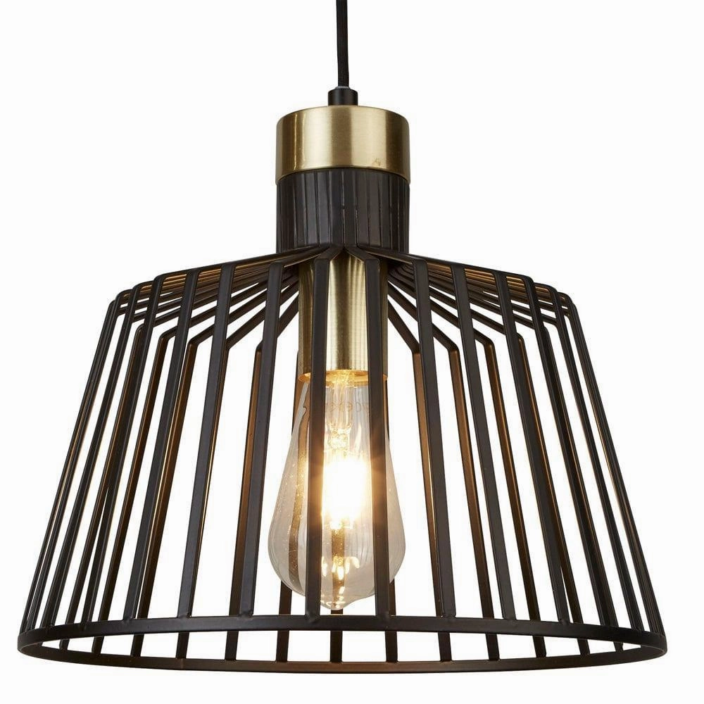 Bird Cage 1 Light Black & Gold Ceiling Pendant - 30cm modern ceiling lamp