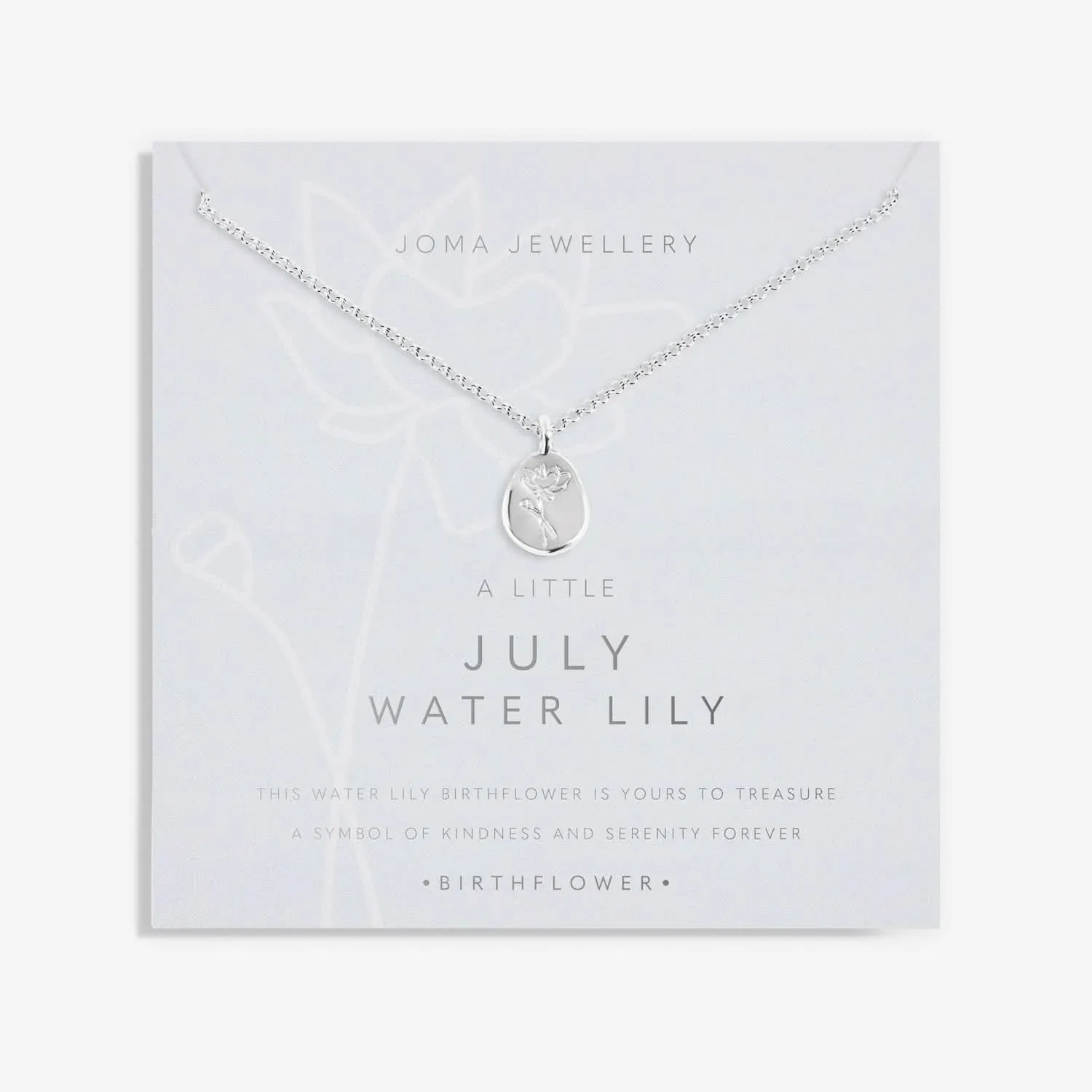 Birth Flower A Little July Water Lily Silver Plated Necklace 7465 Joma Jewellery