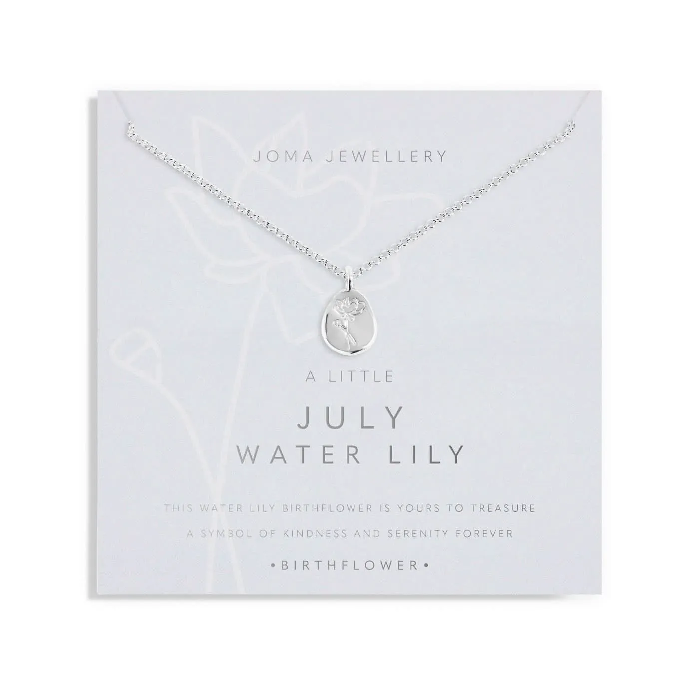 Birth Flower A Little July Water Lily Silver Plated Necklace 7465 Joma Jewellery