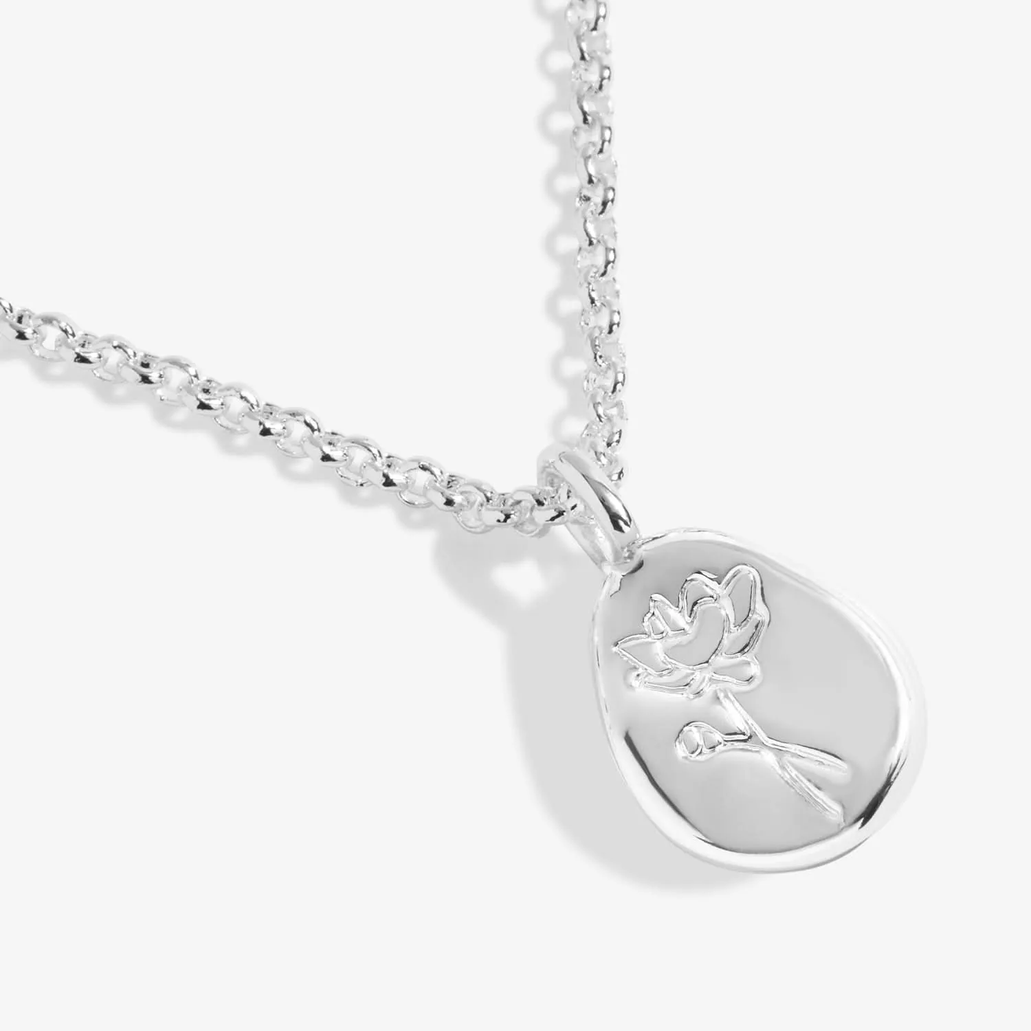 Birth Flower A Little July Water Lily Silver Plated Necklace 7465 Joma Jewellery