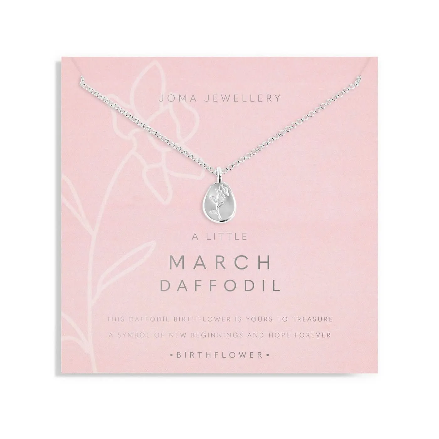 Birth Flower A Little March Daffodil Silver Plated Necklace 7461 Joma Jewellery