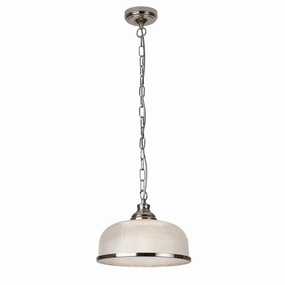 Bistro II 1 Light Silver Pendant - Holophane Glass Shade minimalist ceiling light