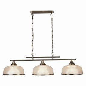 Bistro II 3 Light Brass Bar Pendant - Holophane Glass Shades modern ceiling lamp