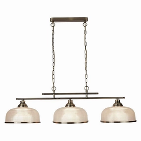 Bistro II 3 Light Brass Bar Pendant - Holophane Glass Shades simple ceiling design light