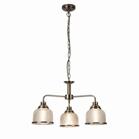 Bistro II 3 Light Brass Pendant - Holophane Glass Shades minimalist ceiling light