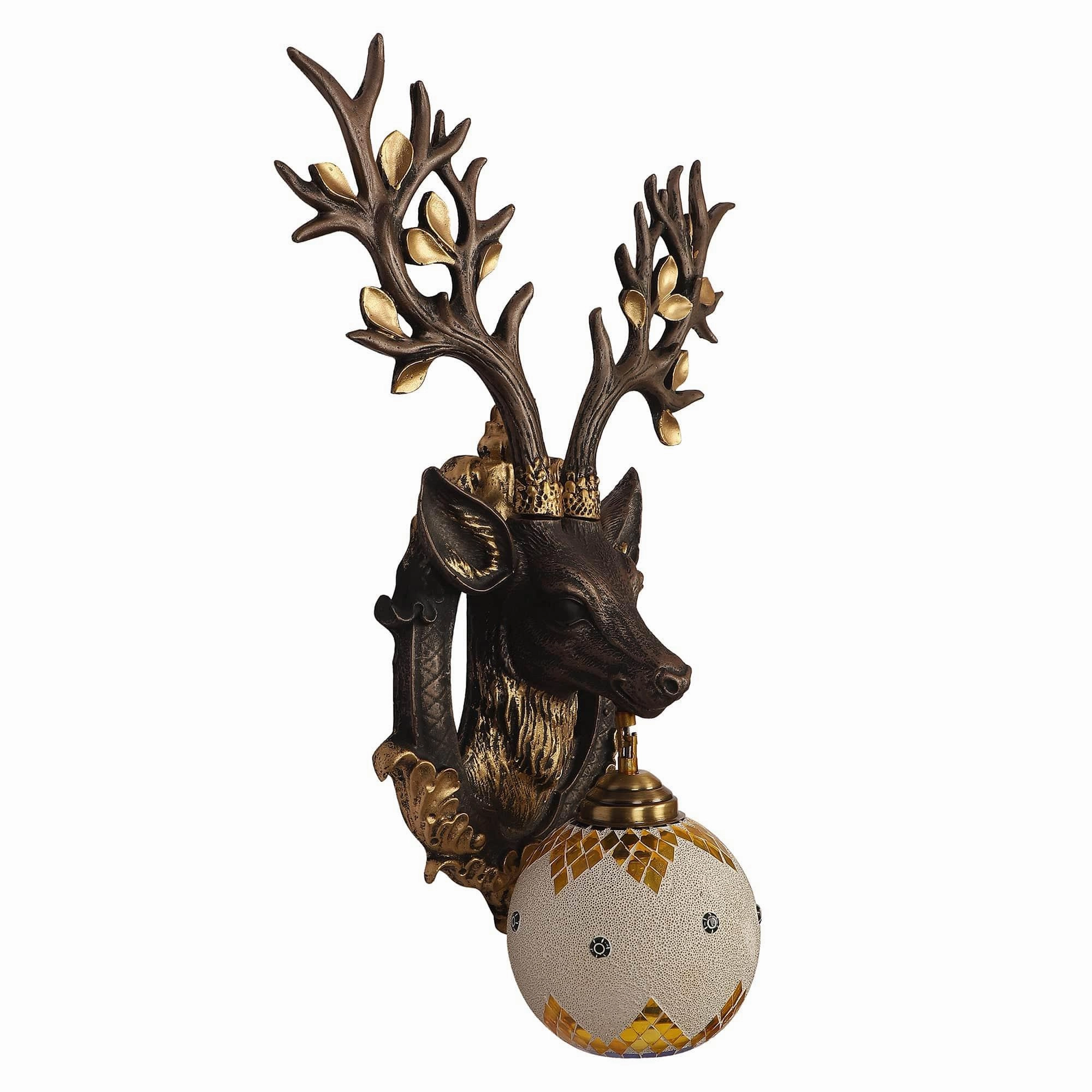 Black and Gold Wood Multicolor beautiful Reindeer design Wall Lights