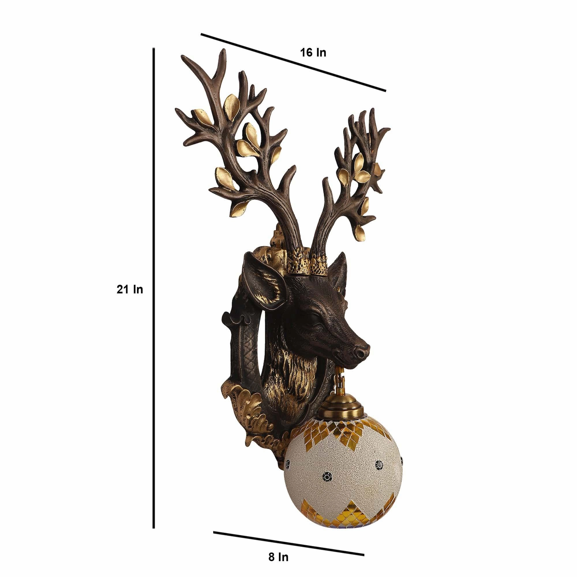 Black and Gold Wood Multicolor beautiful Reindeer design Wall Lights