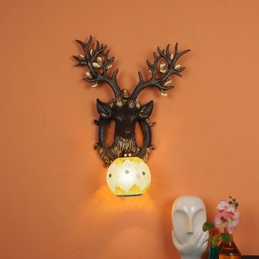 Black and Gold Wood Multicolor beautiful Reindeer design Wall Lights vintage desk lamp