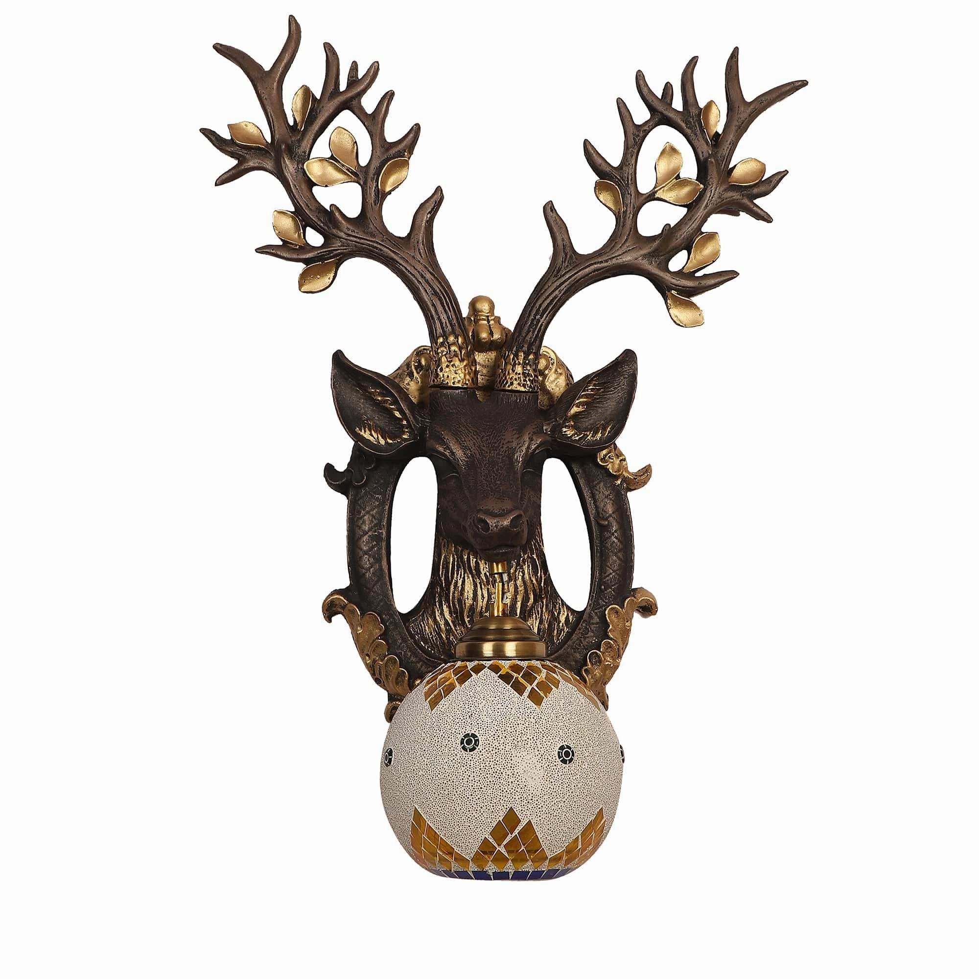 Black and Gold Wood Multicolor beautiful Reindeer design Wall Lights