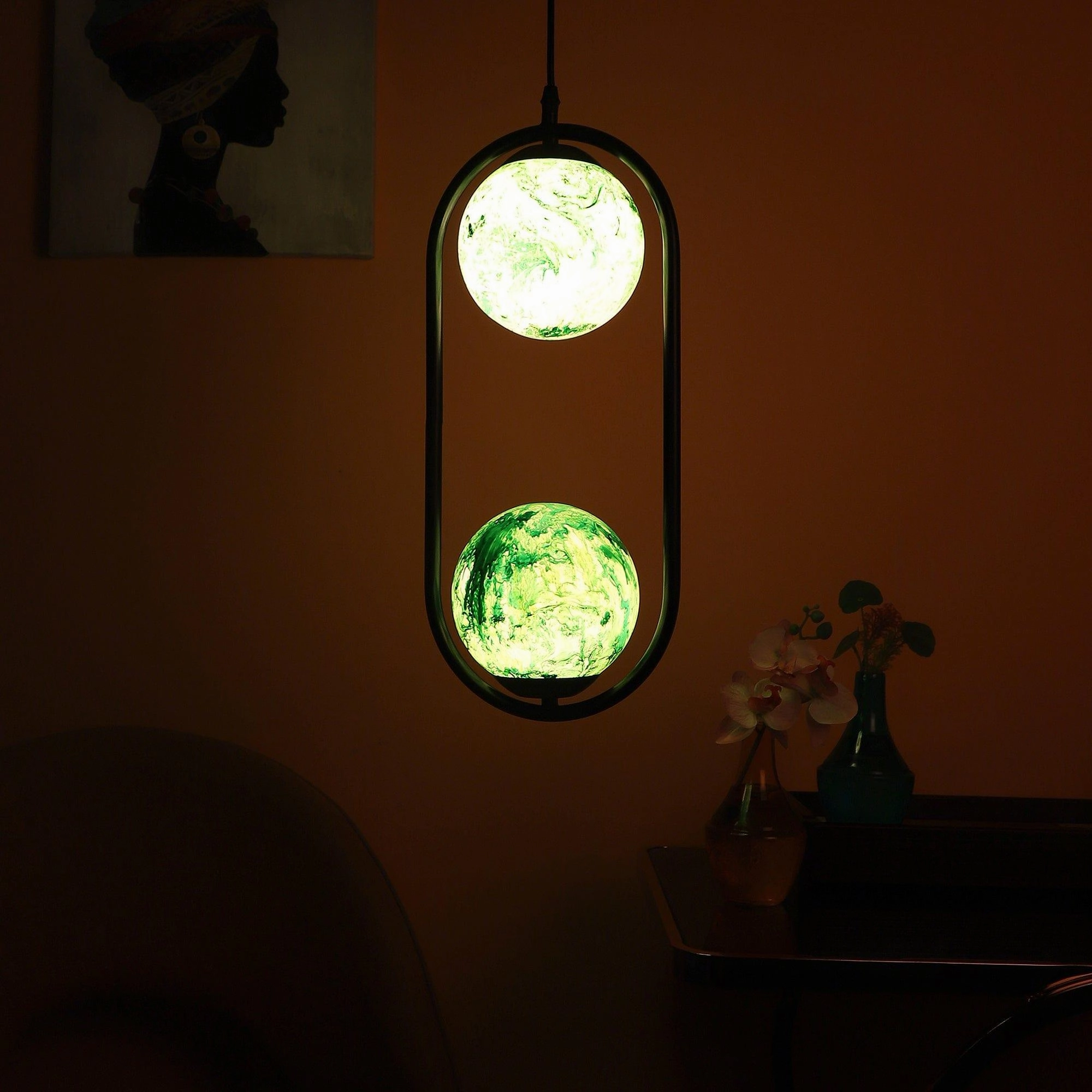 Black And  Green Modern Metal Hanging Light