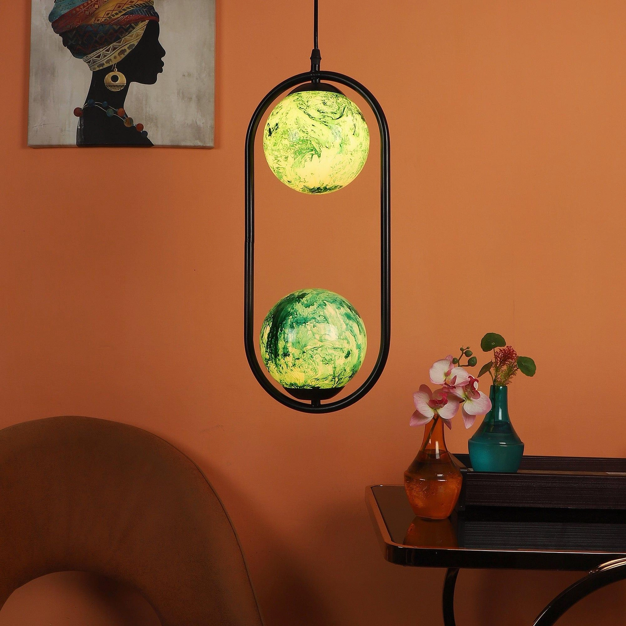 Black And  Green Modern Metal Hanging Light contemporary ceiling fixture