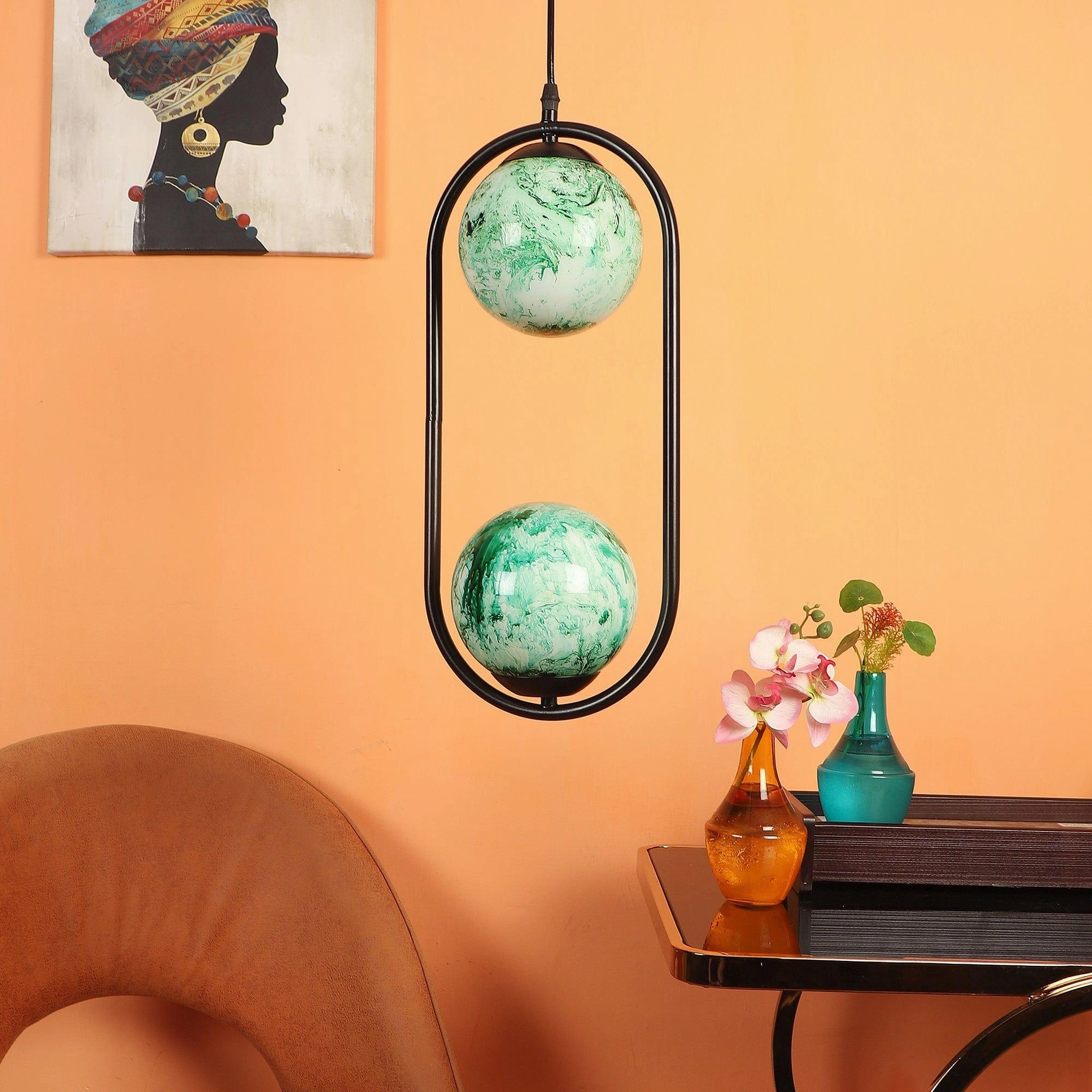 Black And  Green Modern Metal Hanging Light