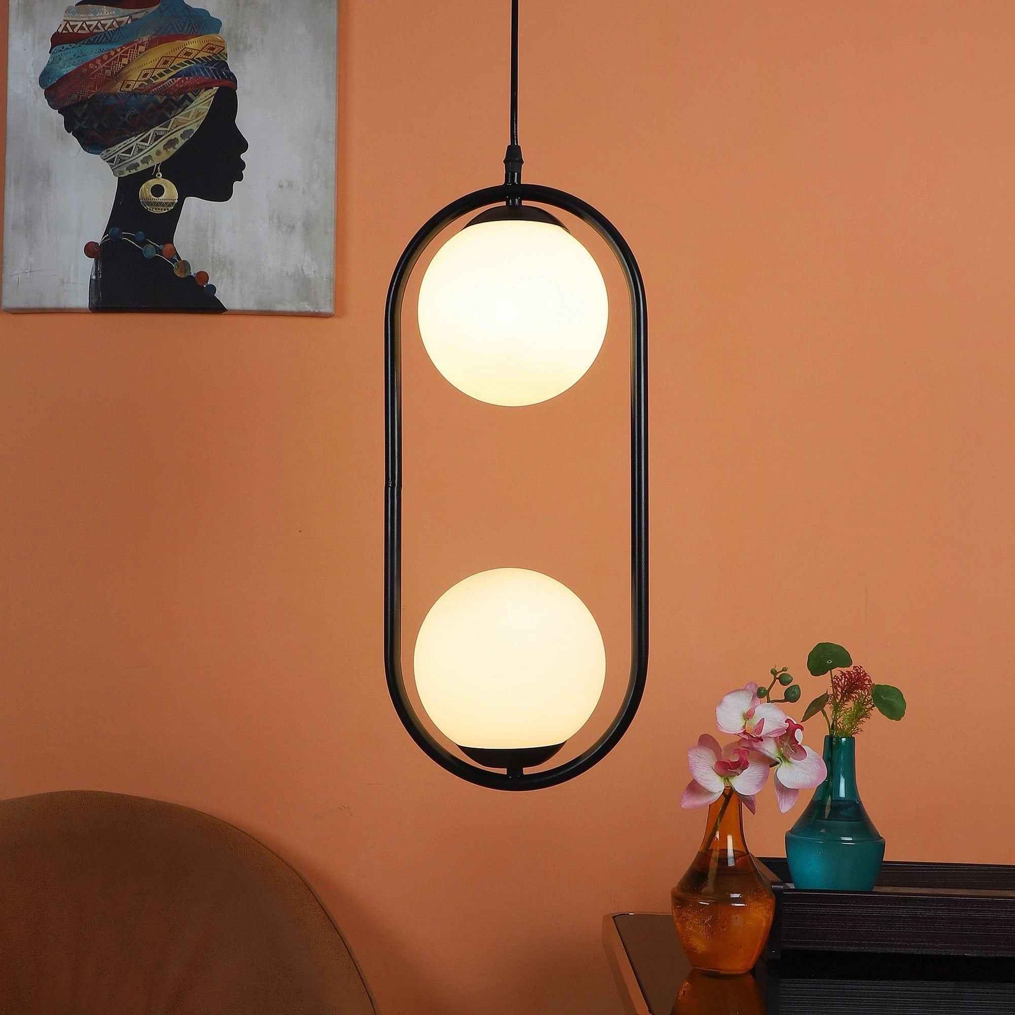 Black And White Modern Metal Hanging Light contemporary ceiling fixture